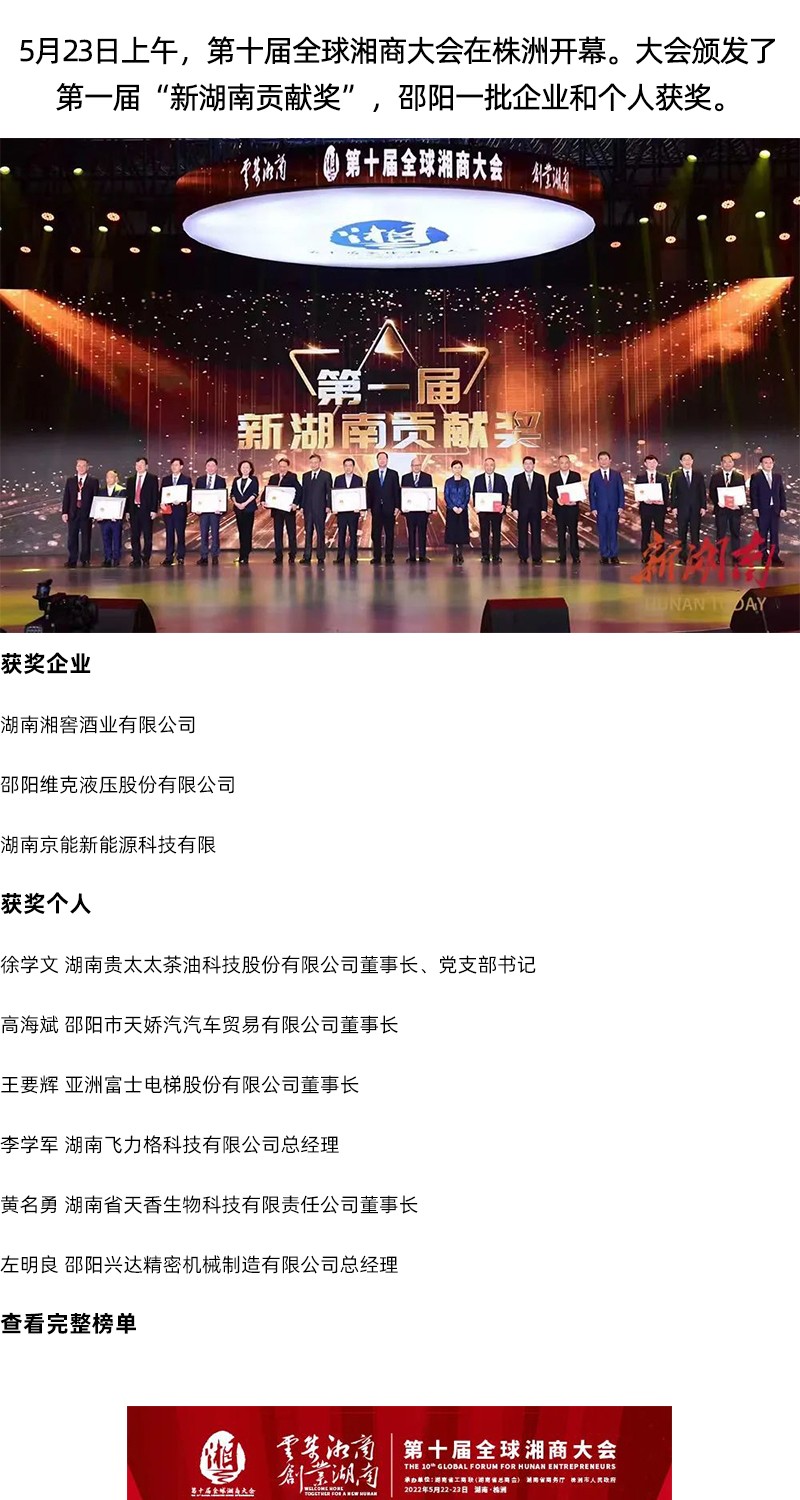 全省表彰！邵陽這些企業(yè)和個人獲獎